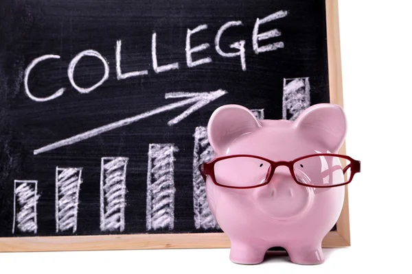 Piggy Bank with college savings or fees chart