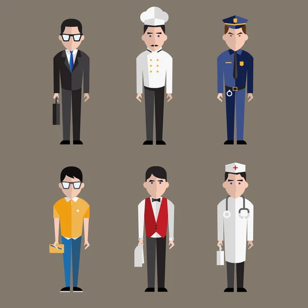 Different people professions characters set on gray background