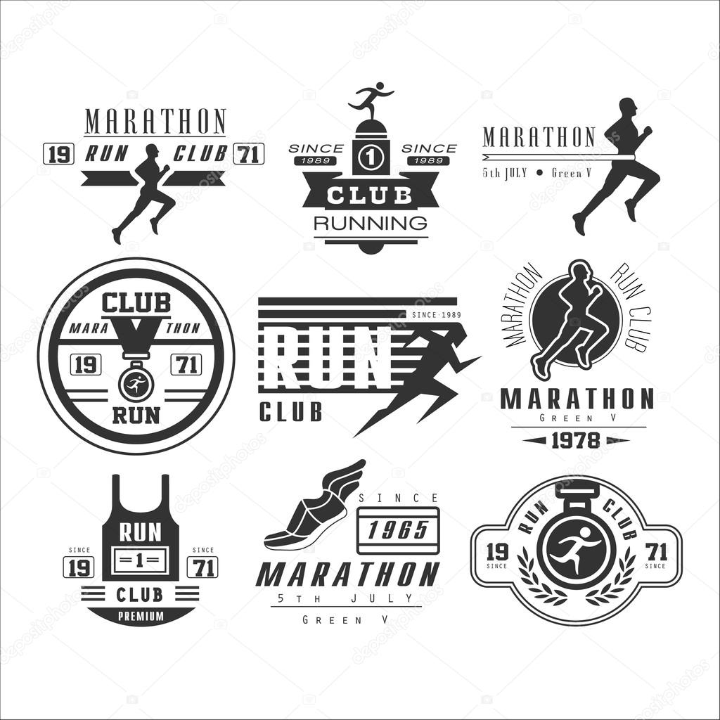 Running club labels, emblems and design elements vector Running club labels, emblems and design elements vector