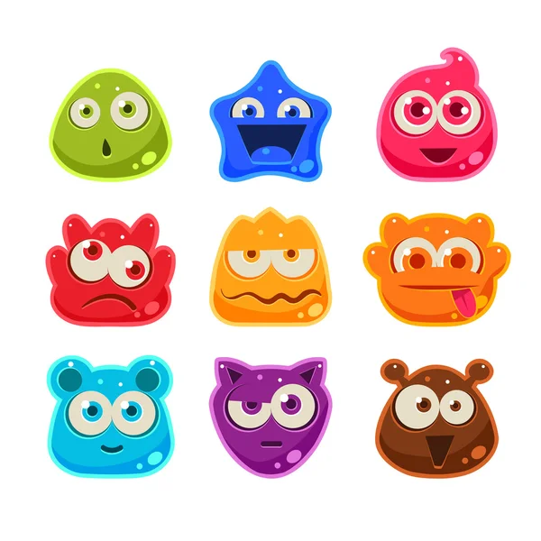 Bright Jelly Characters with Emotions.