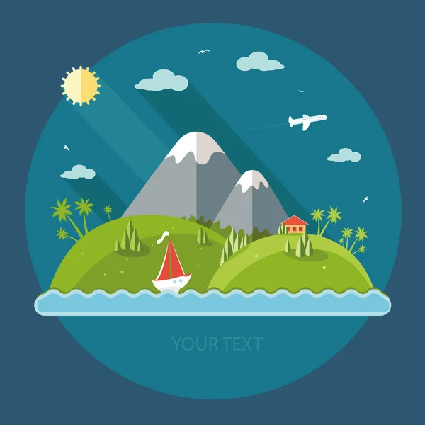 Nature - Color vector flat icon set and illustration summer time