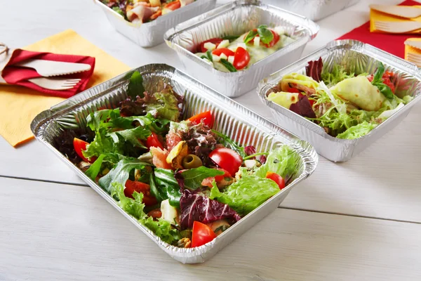 Healthy food take away in boxes, eating right