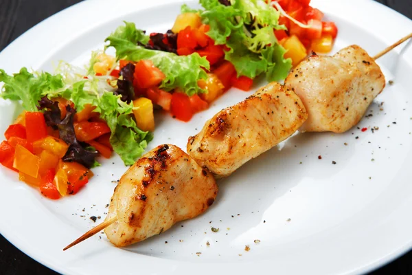 Healthy restaurant food, chicken bbq and salad