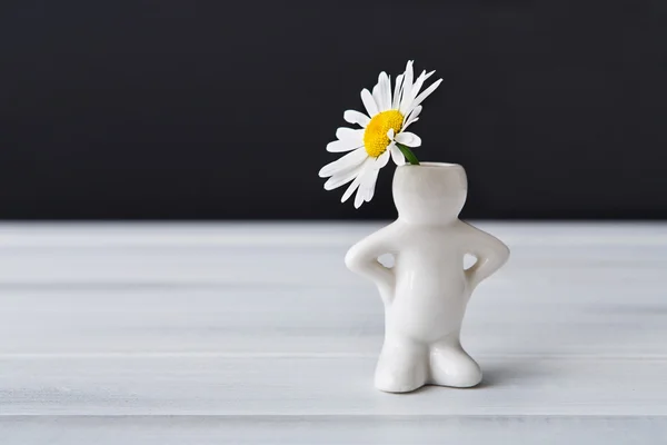 Beautiful daisy in small vase, form of man