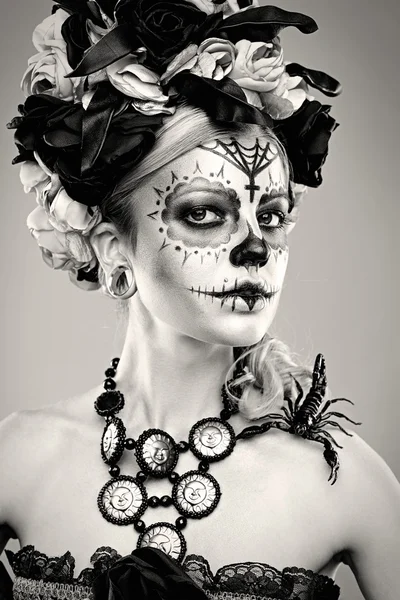 Woman with sugar skull makeup