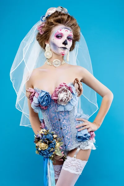 Woman with sugar skull makeup