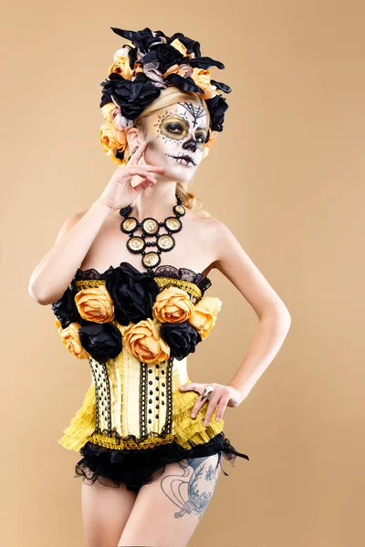 Woman with sugar skull makeup