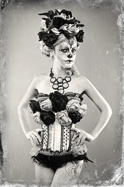 Woman with sugar skull makeup