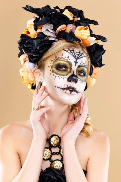 Woman with sugar skull makeup