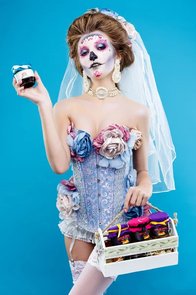 Woman with sugar skull makeup