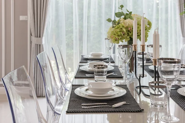 Table set in luxury dining room