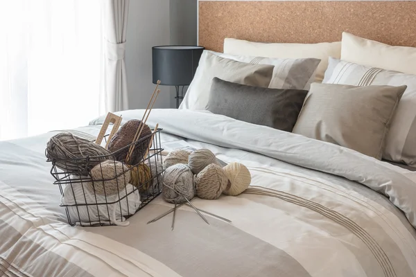 Set of crochet on bed in luxury bedroom