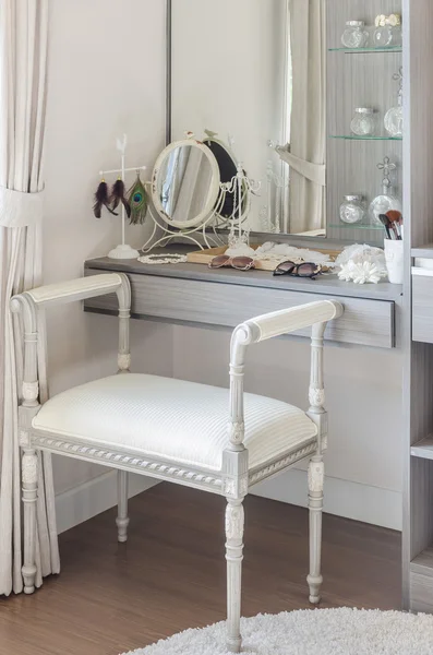Classic white chair with dressing table