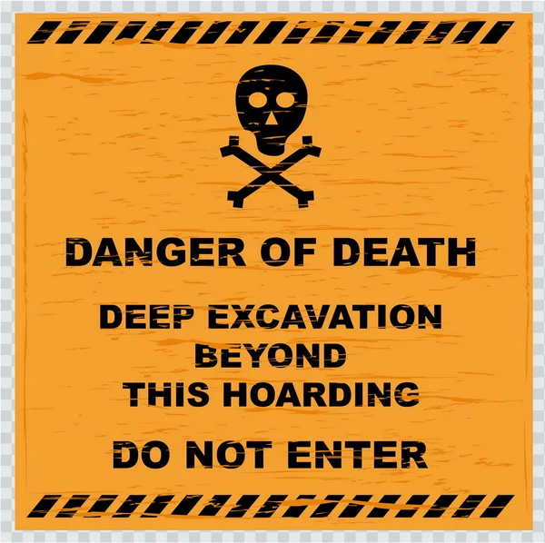 Deep excavation warning sign
