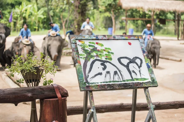 Elephant painted by elephant. Lampang ,Thailand.