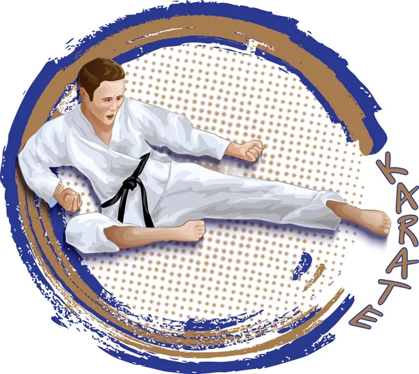 Vector image of karate, which strikes foot