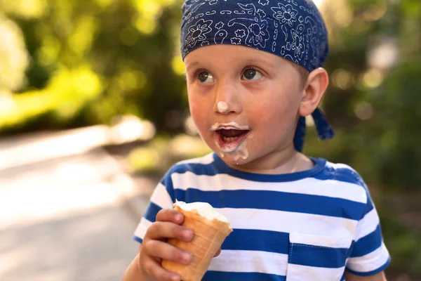 Boy eating icecream