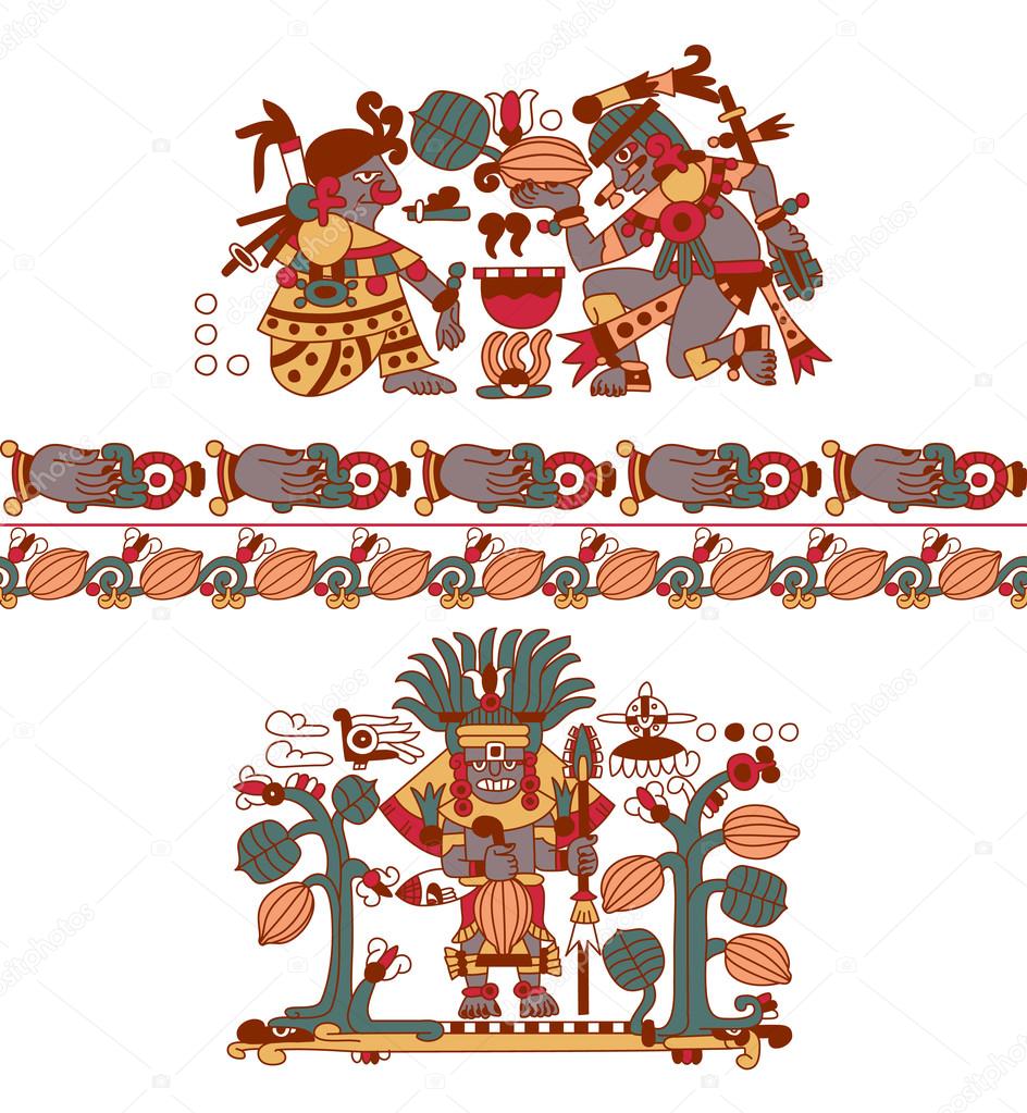 Aztec Pattern Cacao Tree Mayans Beans And Decorative Bo Decorative Bo Our Box Selection And Save Today