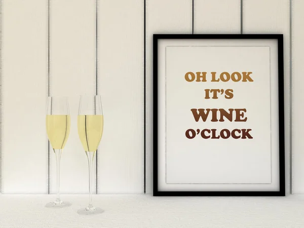 Poster in frame Oh look it\'s wine o\'clock. Kitchen art. Wine Poster, Funny Quote,  Housewarming Gift, Wall Decor, Kitchen Decor.Scandinavian style home interior decoration