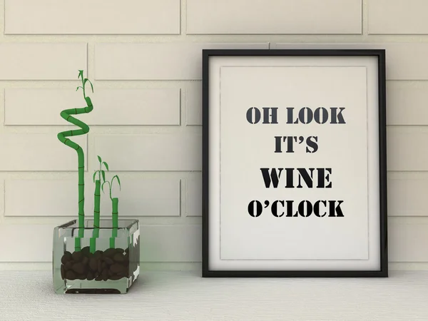 Poster in frame Oh look it\'s wine o\'clock. Kitchen art. Wine Poster, Funny Quote,  Housewarming Gift, Wall Decor, Kitchen Decor.Scandinavian style home interior decoration