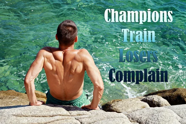 Sport, Running motivation. Champions train Losers Complain. Inspirational quote. Sport, fitness, active lifestyle concept