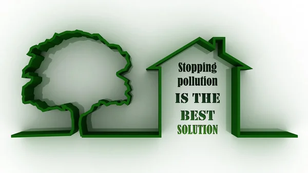 Environmental awareness, ecology concept. Poster with words Stopping pollution is the best solution