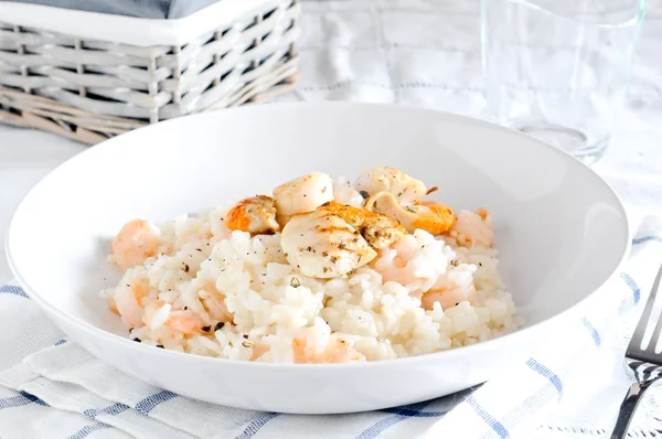 Delicious risotto with shrimp and scallops