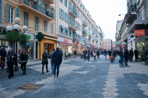 Shops along the main street in Nice, French Riviera, during the