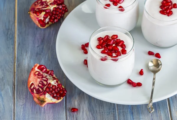 Mascarpone mousse dessert with pomegranate