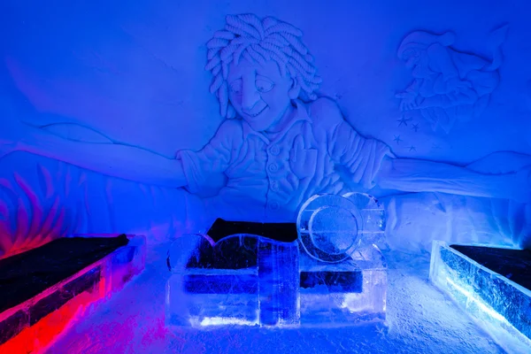 Ice hotel suite in Lainio snow village, Yllasjarvi, Finland