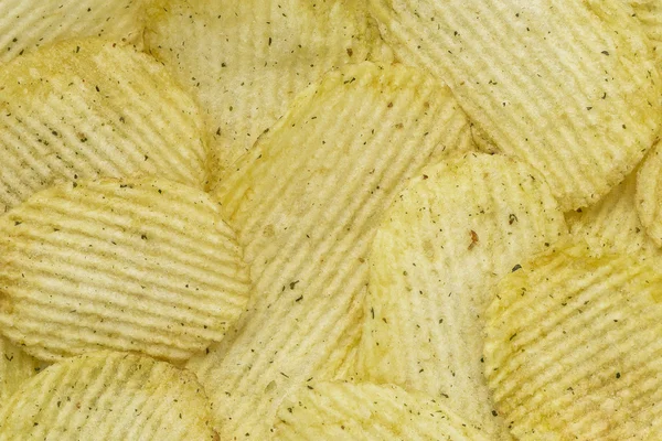 Potato chips background close up
