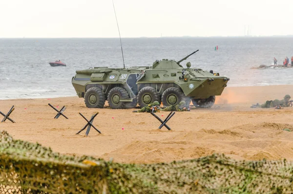 Attack the Marines with the support of armored vehicles on the sandy shores of the Gulf of Finland during the exercise. St. Petersburg, July, 2015.