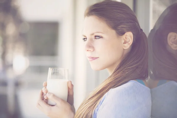 Woman drinking milk