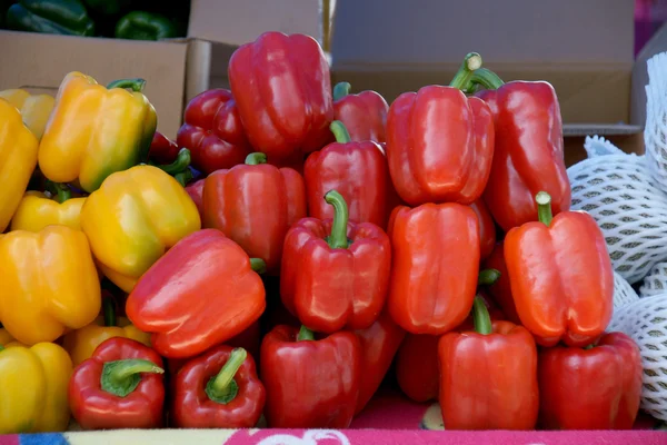 Fresh healthy red and yellow paprika in fresh market