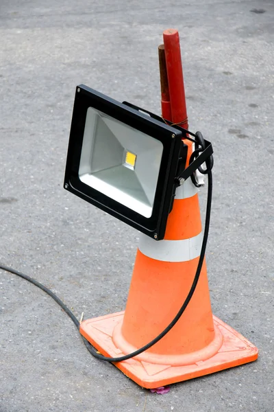 LED industrial flood light mounted on rubber cone