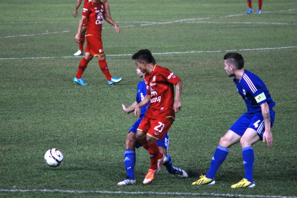 CHIANGMAI THAILAND-JANUARY 19,2013:The 42nd King\'s cup international football match between Thailand and Finland at 700th Anniversary Stadium in Chiangmai,Thailand. Finland defeat Thailand 3-1 to win.