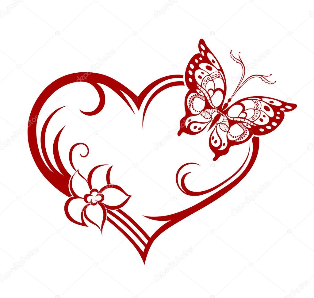 Butterfly with heart silhouette — Stock Vector #64824653