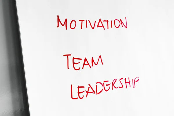 Motivation, Team and Leadership words on paper