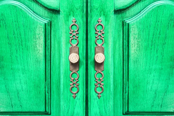 Stylish brass door handles on a cabinet or closet