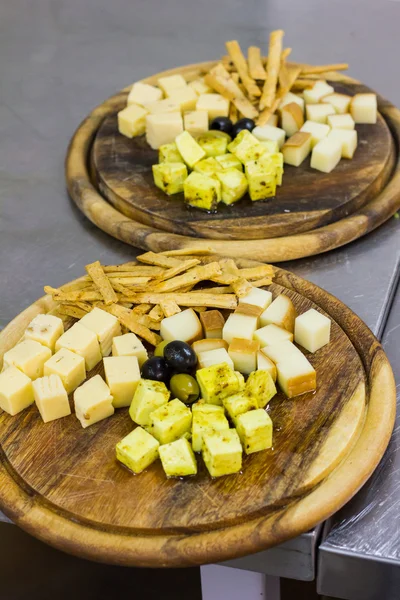 Cheese Board with olives. different types of cheese