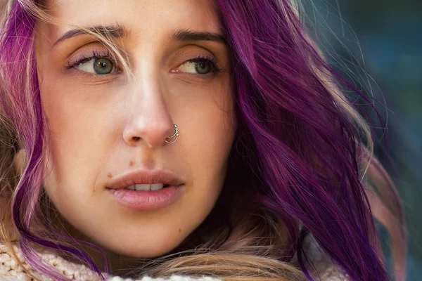 Beautiful portrait of a girl with colored hair