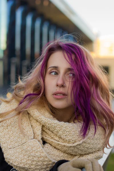 Beautiful portrait of a girl with colored hair