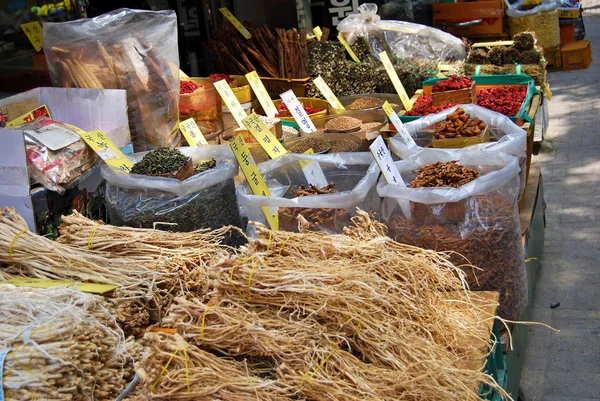 Asian market of dried plants and herbs
