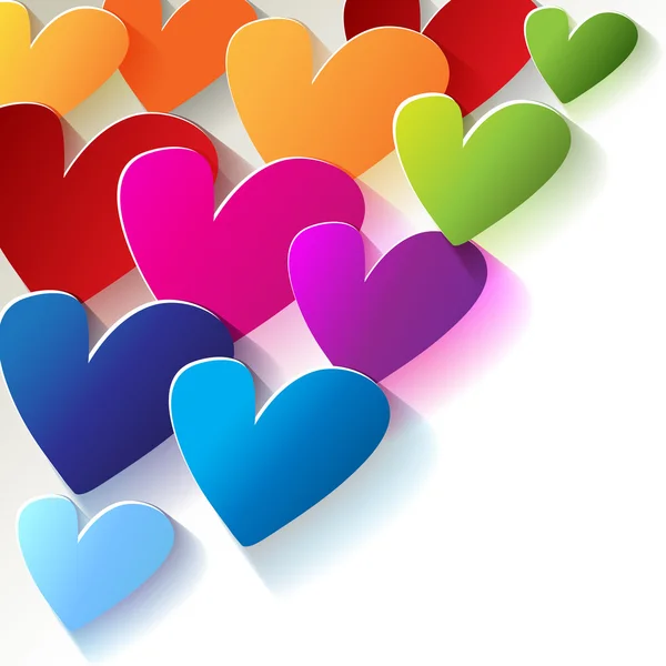 Valentine\'s Day colorful hearts  in the corner white background