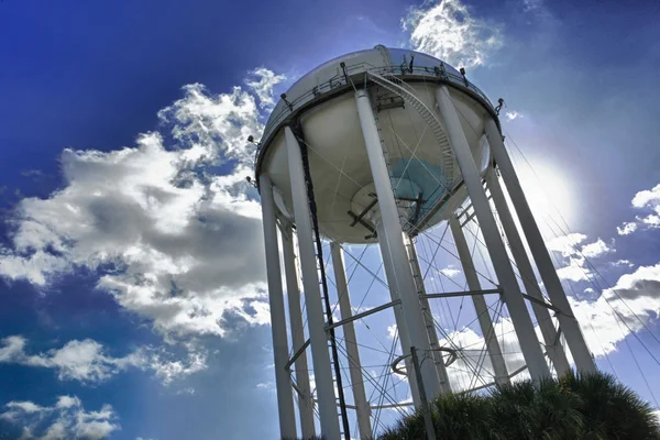 Public water tank undergoing maintenance