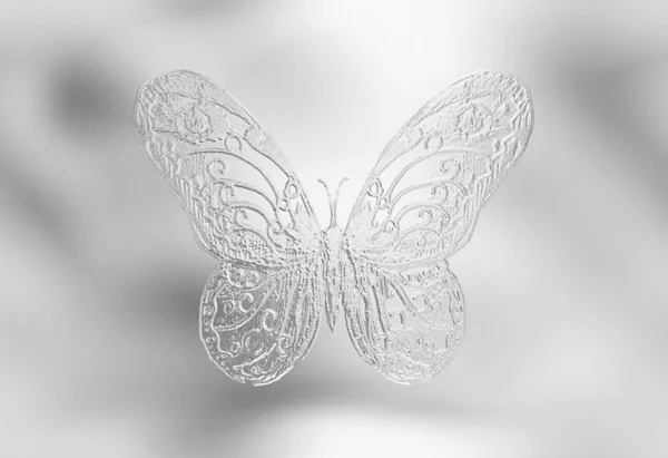 Illustration of a butterfly, mixed medium, glass and silver effect.