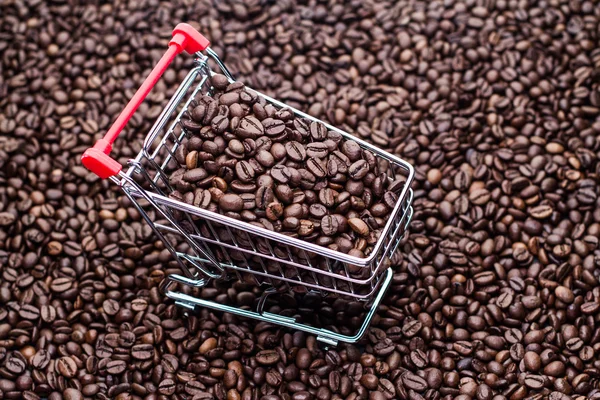 Steel trolley with coffee beans