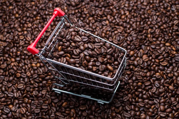 Steel trolley with coffee beans