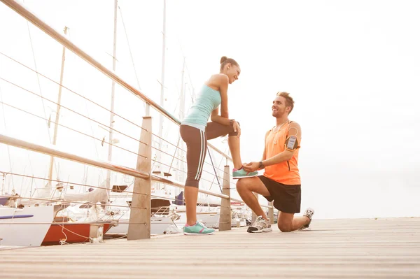 Young mixed race couple enjoying a morning exercise outdoors