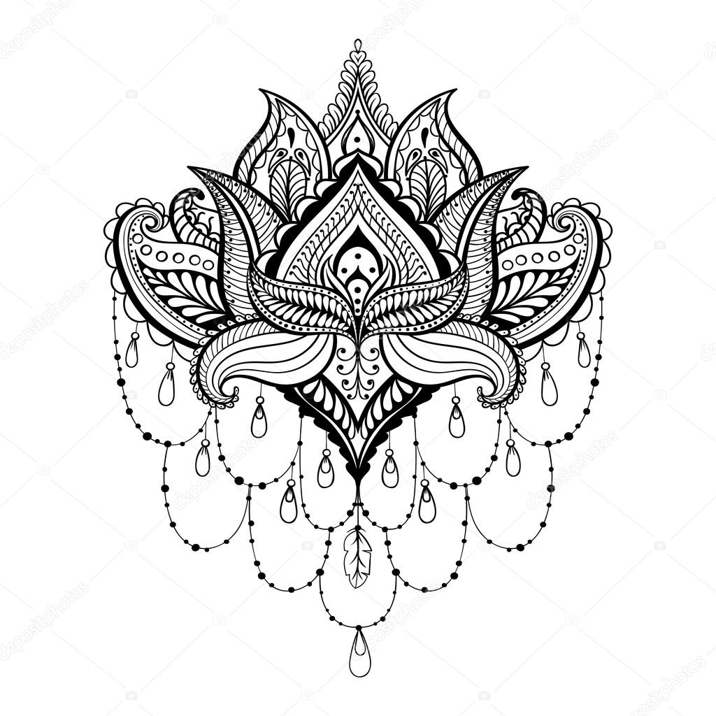 vektor dekorative lotus ethnische zentangled henna tattoo vektor dekorative lotus ethnische zentangled henna tattoo